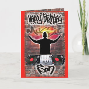 Birthday card DJ siluet voor zoon Kaart