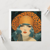 Birthday card featuring beautiful 1920s girl  kaart (Voorkant / Achterkant in situ)