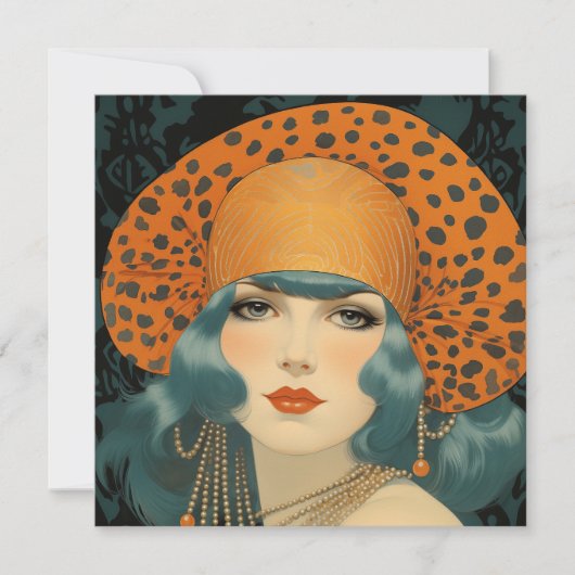 Birthday card featuring beautiful 1920s girl  kaart (Voorkant)