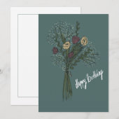 Birthday Card "Flowers" Kaart (Voorkant / Achterkant)