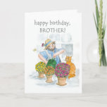 Birthday Card for a Brother - Gardening Kaart<br><div class="desc">Een Birthday-kaart voor een broer,  met een man dat zijn planten leuk vindt,  op basis van een waterverf van Judy Adamson. Gelieve te voelen vrij om de binnentekst uit te geven of te schrappen en om en veranderingen in de voordektekst door mijn opslag aan te vragen.</div>