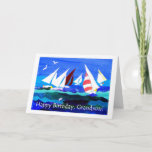 Birthday Card for a Grandson - Sailing Kaart<br><div class="desc">Een Birthday-kaart voor een kleinzoon,  met een seizoenscape met jachten,  van een handbeschilderd papieren collage door Judy Adamson. De binnenkant is volledig aanpasbaar en als u de tekst op de voorzijde wilt wijzigen,  kunt u contact met mij opnemen via mijn winkel.</div>