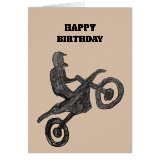 Birthday Card for boy with motocross sketch (Voorkant)