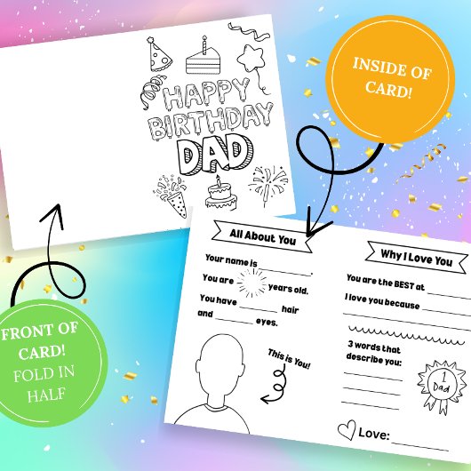 Birthday Card for Dad: Fill in the blank Kaart