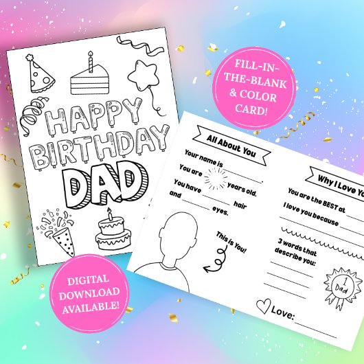 Birthday Card for Dad: Fill in the blank Kaart