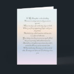 Birthday Card for Daughters Kaart<br><div class="desc">Pastel shaded card with a 12 line verse.  Hij is aantrekkelijk,  hij seert naar een gevoel.  Hij is expressief.</div>