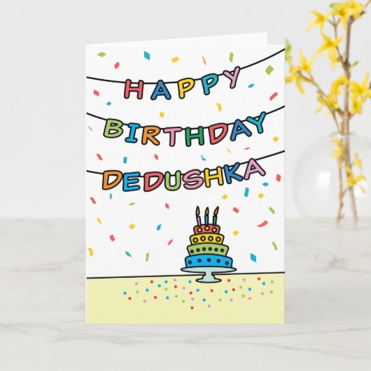 Birthday Card for Dedushka Kaart (Gele Bloem)