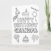 Birthday Card for Grandpa: Kids Coloring Activity Kaart (Voorkant)