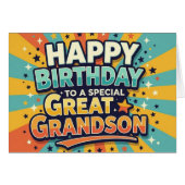 Birthday Card for Great Grandson Bold Retro Style (Voorkant Horizontaal)