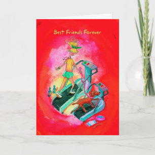 Birthday Card for Runner - Viszla op Treadmill Kaart