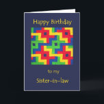 Birthday Card for Sister-in-law - Patchwork Quilt Kaart<br><div class="desc">Een Birthday-kaart voor een schoonzuster met een helder en kleurrijk abstract lappendeken van touwtjes van Judy Adamson.</div>