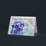 Birthday card for sister-in-law with forget me not kaart<br><div class="desc">Beautiful blue forget-me-nots cast adrift on a lake with a rainbow behind. A beautiful verse completes this unique card perfectly.</div>