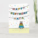 Birthday Card for Tata Kaart<br><div class="desc">Je noemt je vader Tata, niet papa. (Tata betekent vader in het Tsjechisch, Pools, Kroatisch en Roemeens.) Stel je voor hoe enthousiast Tata zal zijn om een verjaardagskaart te ontvangen die speciaal aan hem is gericht! Uw tata zullen ook van het kleurrijke vuurwerk-geïnspireerde ontwerp van deze kaart houden (geel, roze,...</div>