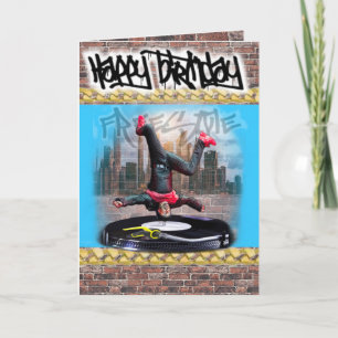 Birthday card freestyle breakdancer kaart