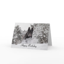 Birthday Card German Shepherd Dog in snow