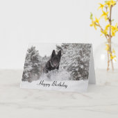 Birthday Card German Shepherd Dog in snow Kaart (Gele Bloem)