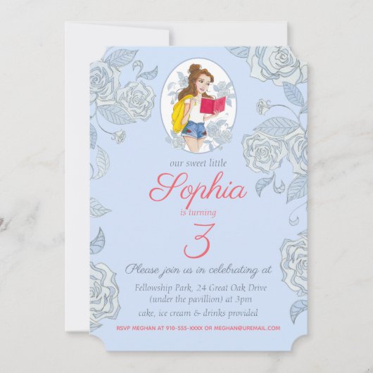 Birthday Card Invite, Prinses Belle Blue Rozen Kaart (Voorkant)