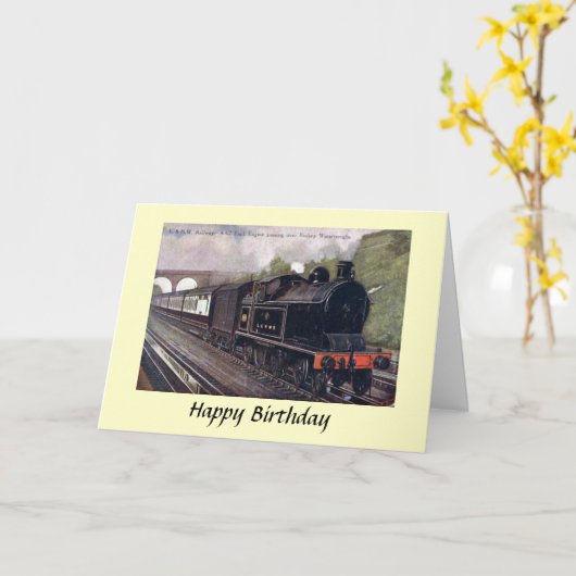 Birthday Card - L & N W R Tank Engine Kaart (Gele Bloem)