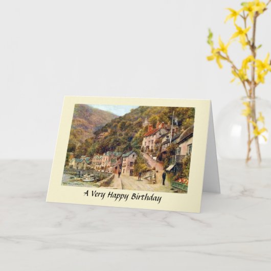 Birthday Card - Lynmouth, Devon Kaart (Gele Bloem)