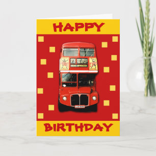 Birthday Card met London Bus Kaart