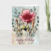 Birthday Card: Mixed Media Wildflower  Kaart (Voorkant)