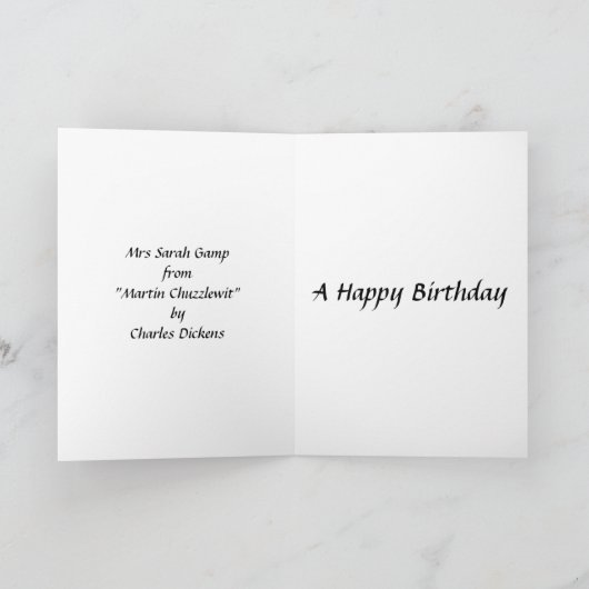 Birthday Card - Mrs Gamp uit "Martin Chuzzlewit" Kaart (Binnen)