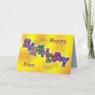 Birthday card nicht met florale tekst kaart