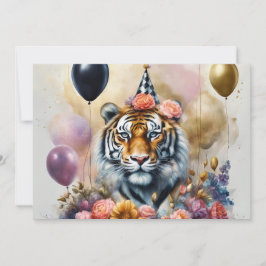 Birthday Card Party Tiger Personalize Feestdagenkaart
