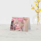 Birthday Card - Personalized - Ballerina Pink Kaart (Gele Bloem)