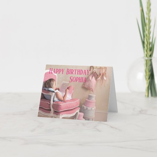 Birthday Card - Personalized - Ballerina Pink Kaart (Voorkant)