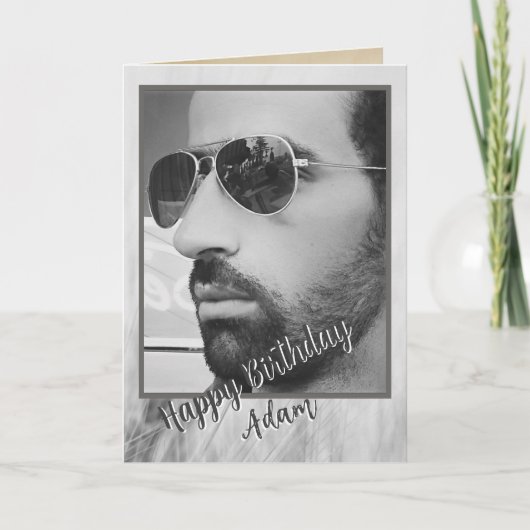 Birthday Card Photo Custom black and white Kaart (Voorkant)