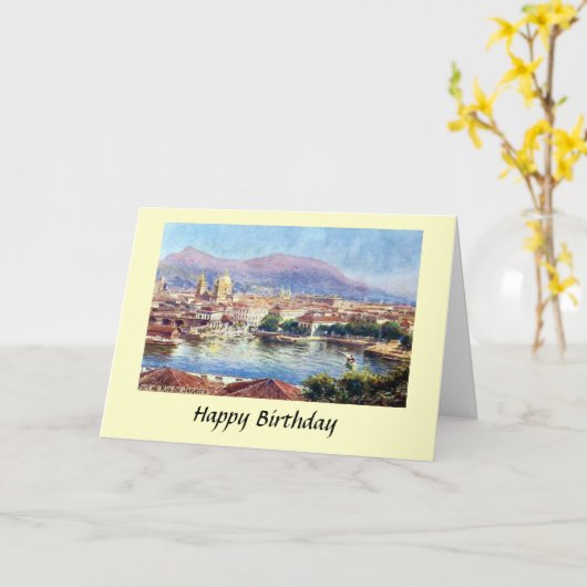 Birthday Card - Rio de Janeiro, Brazilië Kaart (Gele Bloem)