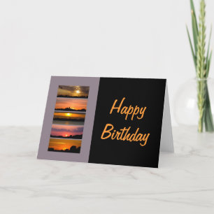 Birthday Card - Sunset Strips paars roze oranje y Kaart