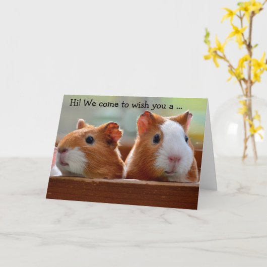 Birthday Card: Two Guinea Pigs Kaart (Gele Bloem)