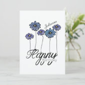Birthday Card w Blue Flower Balloons and Name Kaart (Staand voorkant)