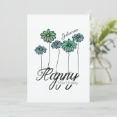 Birthday Card w Green Flower Balloons and Name Kaart (Staand voorkant)