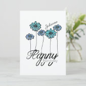 Birthday Card w L. Blue Flower Balloons and Name Kaart (Staand voorkant)