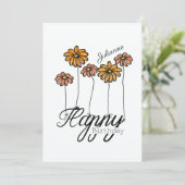 Birthday Card w Orange Flower Balloons and Name Kaart (Staand voorkant)