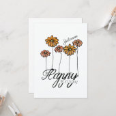 Birthday Card w Orange Flower Balloons and Name Kaart (Voorkant / Achterkant in situ)