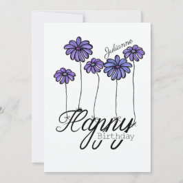 Birthday Card w Purple Flower Balloons and Name Kaart