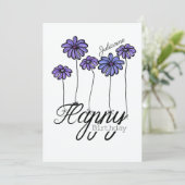 Birthday Card w Purple Flower Balloons and Name Kaart (Staand voorkant)
