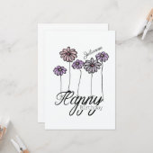 Birthday Card w Rosé Flower Balloons and Name Kaart (Voorkant / Achterkant in situ)