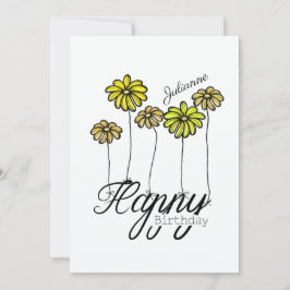 Birthday Card w Yellow Flower Balloons and Name Kaart