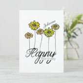 Birthday Card w Yellow Flower Balloons and Name Kaart (Staand voorkant)