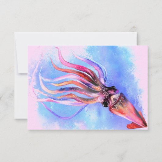 Birthday Card with Beautiful Color Squid Kaart (Achterkant)