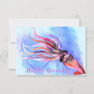 Birthday Card with Beautiful Color Squid Kaart