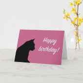 Birthday card with black cat - pink background kaart (Gele Bloem)