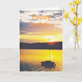 birthday card with image of sunset over lake kaart (Gele Bloem)