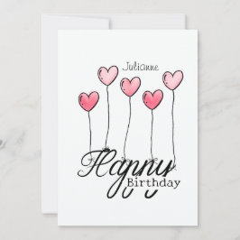 Birthday Card With Red Heart Balloons And Name Kaart