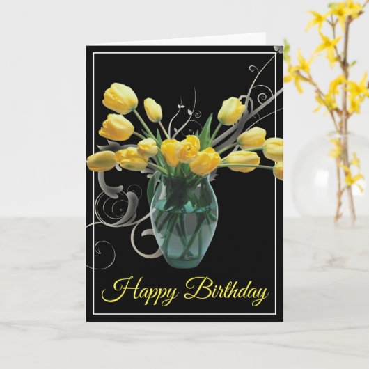 Birthday Card-Yellow Tulips Card Kaart (Gele Bloem)